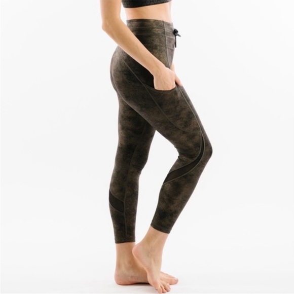 Zyia distressed copper drawstring luxe 7/8 legging size 4 - Picture 2 of 3